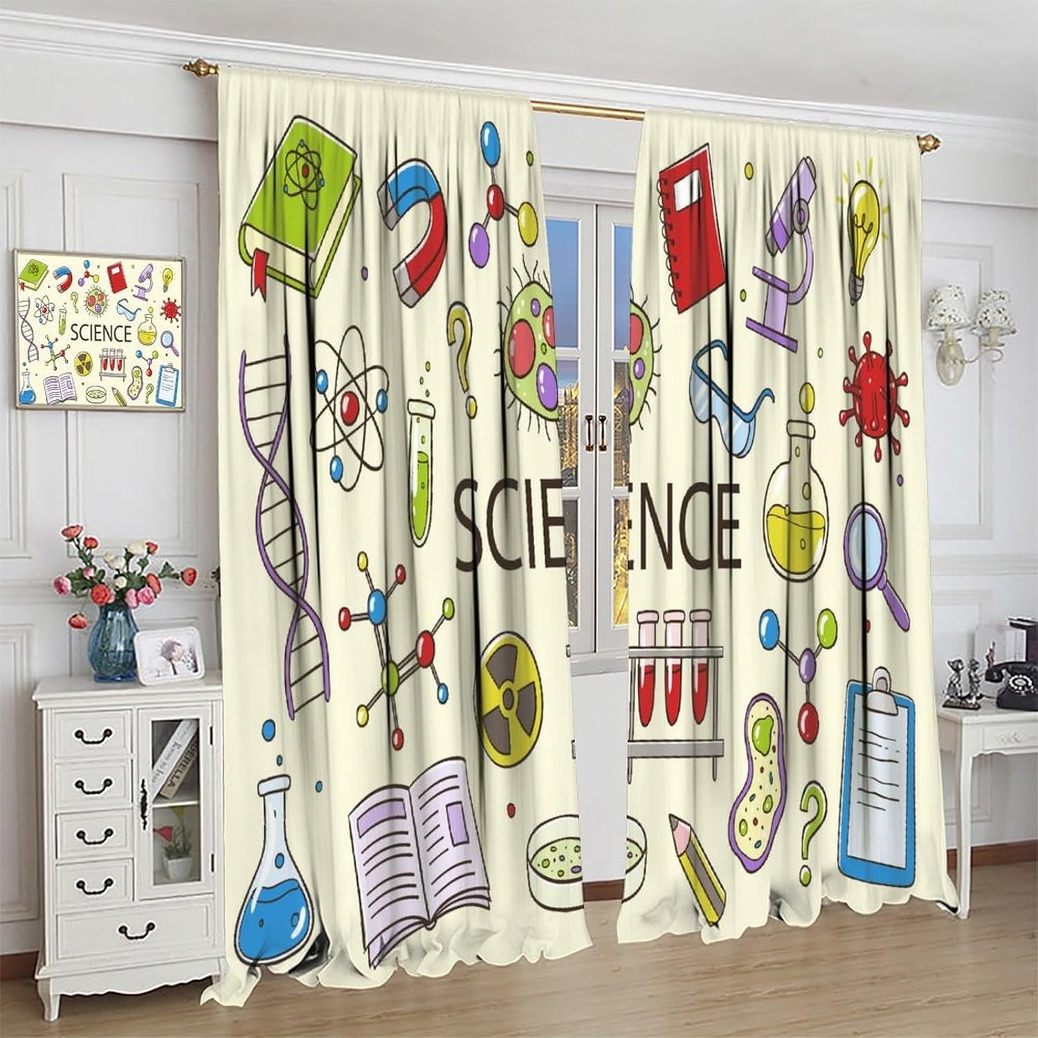 과학 커튼 교육용 STEM 교실 장식 화학 생물학 어린 - Science Nursery 리뷰 및 가격