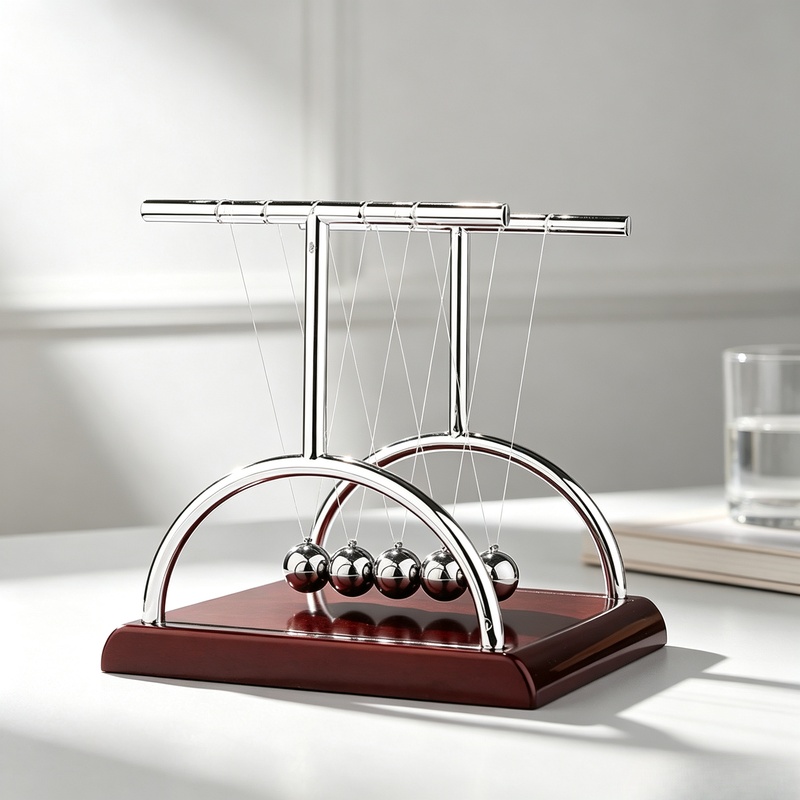 뉴턴 크래들 밸런스 스틸 볼, 영구 운동 충돌 진자 공 - Newton Cradle Large 리뷰 및 가격